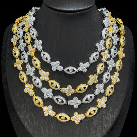 Eye&Cross Gem Necklace Set