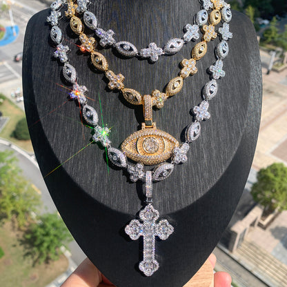 Eye&Cross Gem Necklace Set