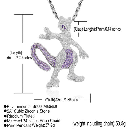 Pokemon Mewtwo ミュウツー CZ Gem Pendant